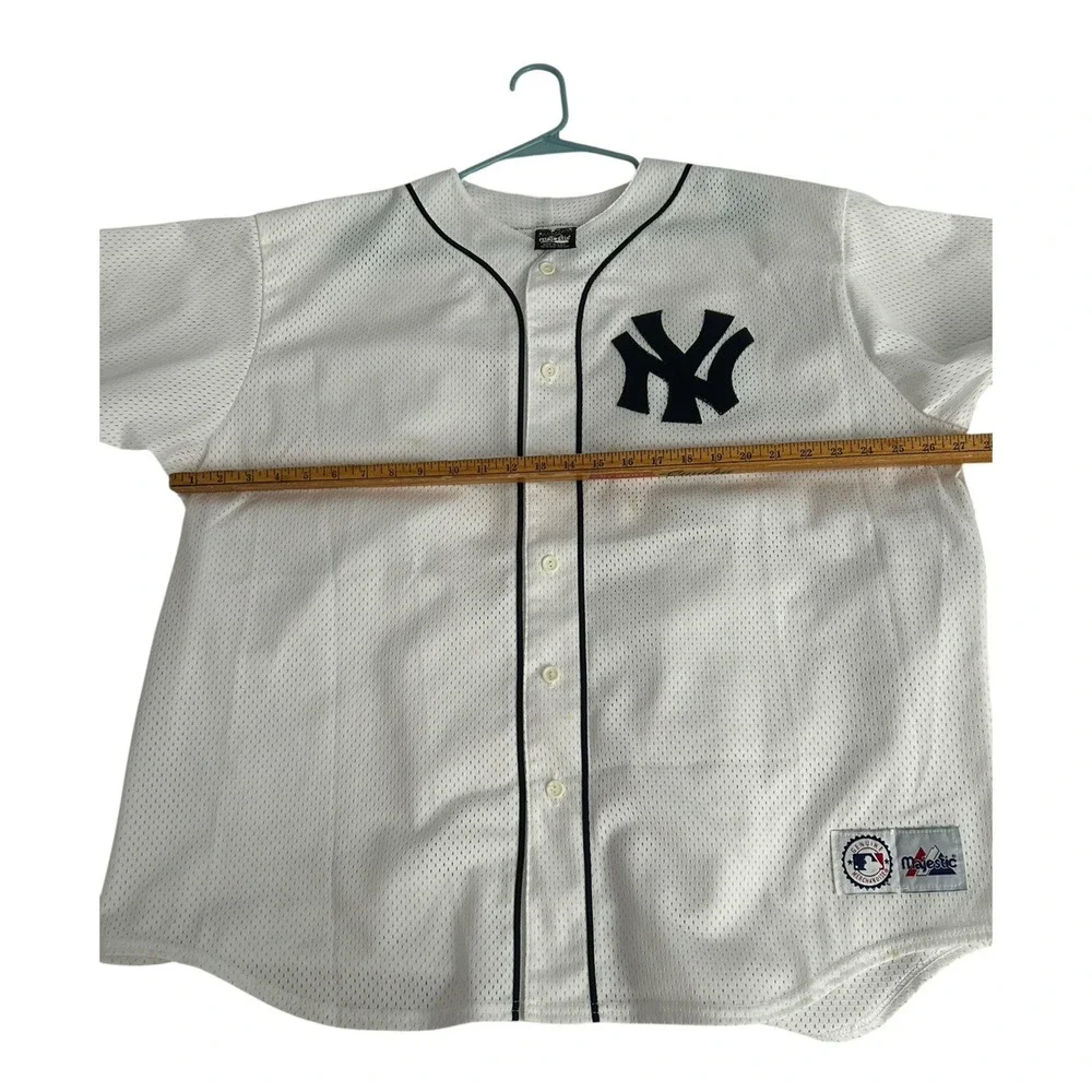 Vtg NY Yankees Majestic Jersey Men's 2X White Mesh MLB Baseball Made In USA Read